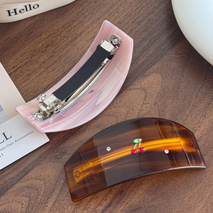 DOWELL, nuevo estilo, nuevo diseño, pinza para el pelo de acetato, Pinza de resorte de diamantes de imitación de cereza roja, pinza de pelo personalizada para mujer, accesorios para el cabello - Product Image 4