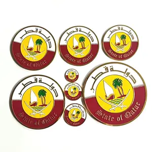 Fábrica atacado esmalte Qatar emblema nacional moeda medalha banhado a ouro Qatar metal bage artesanato estado de Qatar desafio moedas