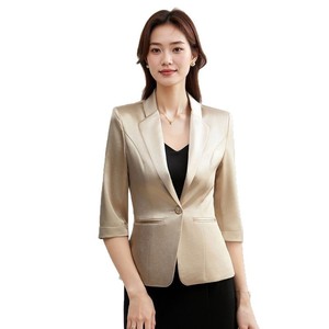 Women's Blazer Champagne Color Mid Sleeve Professional Elegant Breathable Spring Summer 2025 - Product Image 5