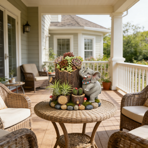 Vase en résine réaliste en forme de tronc d'éléphant - Ornements artistiques <span class=keywords><strong>porte</strong></span>-bonheur pour jardin extérieur, patio, véranda, maison - Product Image 4