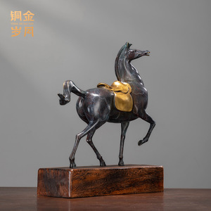 Figura de caballo de latón con detalles en cobre y oro, hecha a mano, decoración artística de mesa para sala de estar, regalos empresariales - Product Image 4