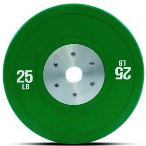 Competition Weight Plates with Stainless Steel Center 5-25KG Colorful Barbell Bumper Plates Weightlifing Rubber Plates