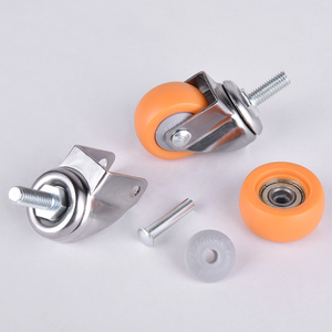 <span class=keywords><strong>Mini</strong></span> roulettes en polypropylène et caoutchouc orange, roulettes pivotantes à roulement industriel de 1 à 2 pouces, frein pour chaise de bureau, canapé, étagère, usage intensif - Product Image 2