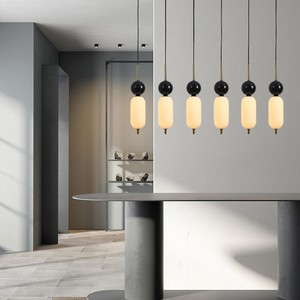 Modern Minimalist Pendant <b>Light</b> Black Marble Design Adjustable Height LED Chandelier For Home Dining Room Bedroom - Product Image 2
