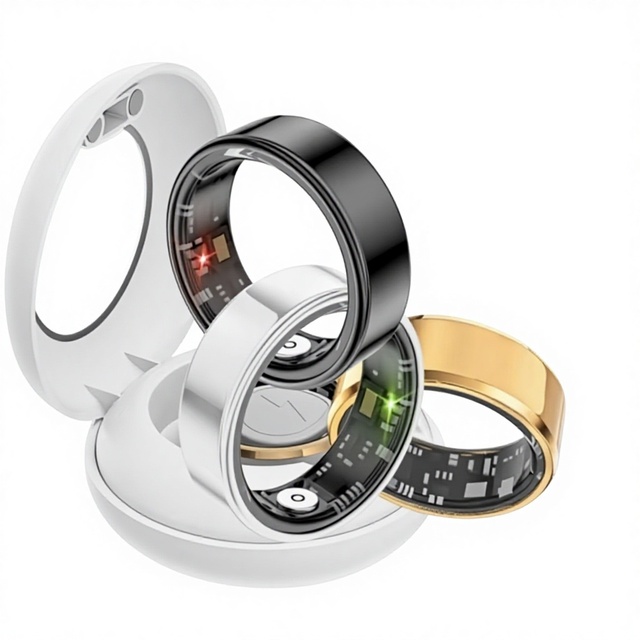 Cross-Border Smart Ring Heart Rate Health Unisex Black Technology for Waterproof Ring Charging Case Supports Video