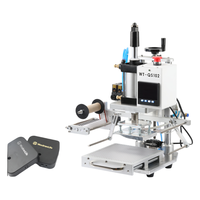 Mesin Hot Stamping Pneumatik Desktop KJ-WT-QS102 Semi-Otomatis dengan Pengumpan & Penggulung Foil, Pencetak Hot Foil Emboss Logo