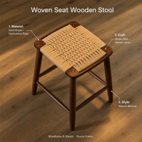 Tabouret carré en rotin tressé japonais, confortable, portable, moderne, bas, pour salon, table à thé, chaise de salle à manger