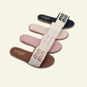 Moda semplice comoda piccola fragranza esterna per indossare pantofole <span class=keywords><strong>femminili</strong></span> che vendono pantofole piatte multicolore opzionale - Product Image 1