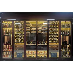餐厅家居酒吧家具玻璃门Led酒柜流行现代葡萄酒展示柜陈列柜