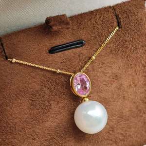 Collier à breloque en platine PT900 UM Jewelry, perle d'eau douce cultivée en laboratoire, cadeau pour fiançailles, mariage, fête, anniversaire, NGTC - Product Image 6