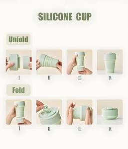 Gobelet de voyage pliable en silicone écologique en gros d'usine - Sans BPA, étanche, portable pour le camping en plein air, la randonnée - Product Image 4