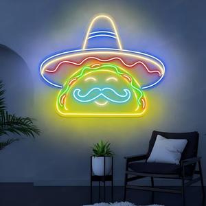 Lampu LED Neon Kustom Bentuk Makanan Meksiko Kaktus, Dekorasi Dinding Restoran Taco, Papan Akrilik Terang dengan Lampu Belakang - Product Image 5