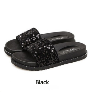 Sandalias de mujer para dama, planas, con punta redonda, de malla china, con cristales, perlas y lentejuelas, pantuflas para mujer, venta al por mayor - Product Image 5