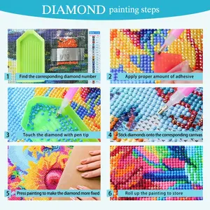 Factory Cut Bunte Katze Kleine Zeichnung 20x20cm Runde Diamant Malerei Kit 5D Anfänger Handwerk DIY Living Wand dekoration Geschenk - Product Image 4