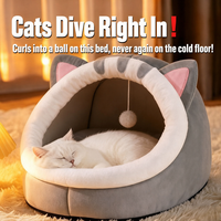 Vente en gros : Niche pour chat moderne, chaude pour l'hiver, type grotte fermée, protectrice, pliable, épaissie, douce, amovible et lavable, pour intérieur