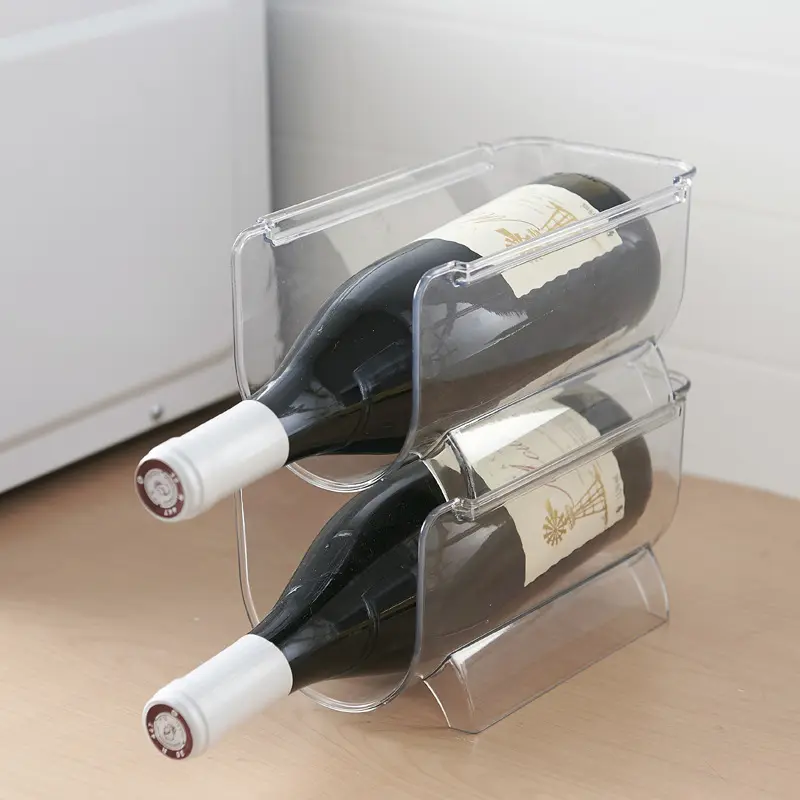 Choice Fun Stackable Wine Storage Rack Plastic Transparent Wine Bottle Holder Kitchen Rack Storage