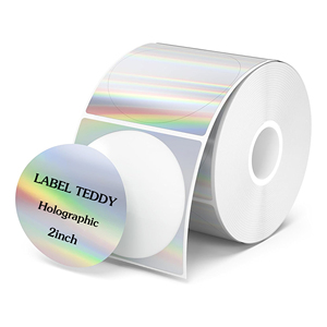 TEDDY 2 Inch 50mm Circle Holographic 400 <strong>Sheets</strong> Thermal Label <strong>Stickers</strong> DIY Custom Logo Gift Wrapping - Product Image 1