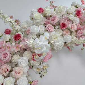 Arco de flores para boda de color neutro, tamaño y forma personalizables, decoración con rosas de seda artificiales para la decoración del escenario de bodas - Product Image 3