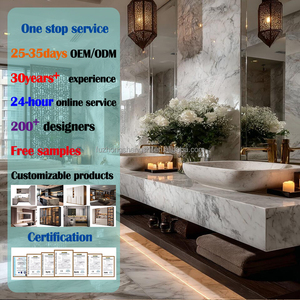 Luxury Modern Marble <strong>Wood</strong> <strong>Bathroom</strong> <strong>Cabinets</strong> Smart Mirror Eco-Friendly Soft Closing Water Resistant for Apartment Villa Hotel Use - Product Image 1