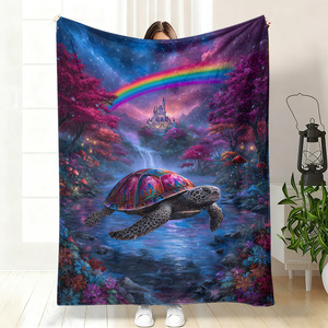 Manta de Franela con Diseño de Ballena en el Cielo Cósmico, Manta para Siesta, Lavable a Máquina, Resistente a la Decoloración, para el Hogar y la Oficina, Impresión Personalizada - Product Image 3