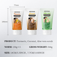 Exfoliante Corporal de 3 Tipos: Coco, Cúrcuma y Aloe Vera para una Limpieza Profunda, Exfoliación, Hidratación y Rejuvenecimiento Profundo de la Piel