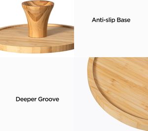 Tùy chỉnh tre tự nhiên bánh đứng với nắp, đa chức năng bánh đứng với <span class=keywords><strong>Acrylic</strong></span> Dome Tre 6 trong 1 bánh tấm hiển thị đứng - Product Image 4