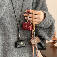 Pendentif Collier en Cuir PU pour Monnaie, Petite Chaîne Mignonne pour Pull, Chaîne pour Écouteurs, Étui de Protection, Sac de Rangement, Accessoire Unisexe