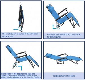 Outdoor Folding Chaise Lounge <b>Chair</b> Adjustable Portable Lightweight Reclining <b>Garden</b> Sun Lounger Camping Bed for Patio <b>Deck</b> Pool - Product Image 4