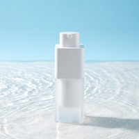 Flacon pompe sans air carré avec logo personnalisé, 15 ml, 30 ml, 50 ml, en AS et PP, double paroi, pour lotion, sérum, cosmétiques