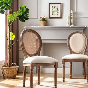 Stackable Oval Wooden Back Louis <b>Chair</b> with White <b>Padded</b> Cushion, Luxury Banquet Wedding Dining <b>Chair</b> for Event Venue - Product Image 4