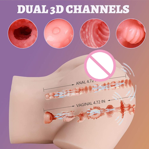 Bestseller: Masturbatore Maschile a Doppio Canale Impermeabile, Mezzo Busto con Texture Realistica della Pelle Color Carne e Fianchi Curvi - Product Image 5