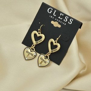Pendientes Largos de Diseño de Marca de Moda con Perla y Logotipo <span class=keywords><strong>GUESS</strong></span> Calado, Pendientes Colgantes de Diseño para Mujer - Product Image 5