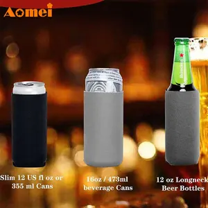 AOMEI katlanabilir yalıtımlı 12oz soğutucu olabilir 3 5mm yapılan şarap bira şişesi kol Coozzie neopren özel Logo baskı güdük tutucu