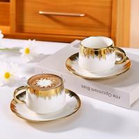 Ensemble de 6 tasses à café et à thé turques en céramique de style européen de luxe léger avec soucoupe, boîte cadeau