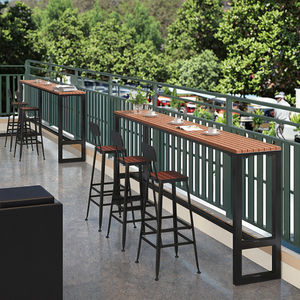 Tavolo da Bar Alto e Stretto da Esterno Commerciale 1214 dal Design Moderno e Resistente in Legno Anticorrosione per Spiaggia, Balcone e Spazi Aperti - Product Image 3