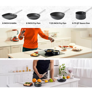 Ensemble de casseroles de cuisson de haute qualité avec revêtement antiadhésif, compatible gaz et induction, couvercle en verre, résistant au lave-vaisselle et au four, poignée en bois douce au toucher - Product Image 6