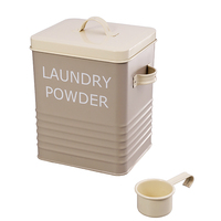 Conteneur de stockage de poudre de détergent à lessive en métal enduit de poudre, boîte en étain de poudre de lavage, organisateur de stockage de linge avec pelle