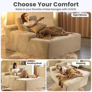 67インチフルフォームスリーパーソファベッド特大布張り長椅子ラウンジチェア - Product Image 3