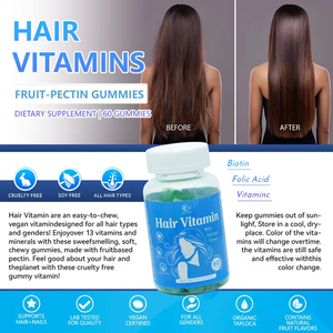 Gummies vitaminées pour cheveux DUOZI, 60 unités, biotine, acide folique, vitamine C, sans gluten, pectine de fruits de tous types - Product Image 2
