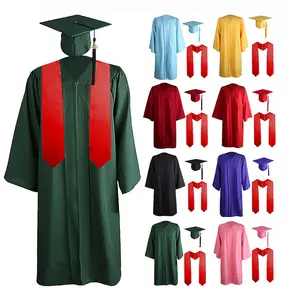 Black Graduation Cap and Gown for School Customized High Quality College Graduation Unisex OEM Uniform Color Material Adults Age