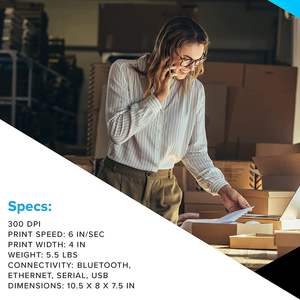 Imprimante de bureau à transfert thermique ZEBRA ZD621 300 dpi, largeur d'impression 4 pouces, 6 ports série USB, fonctionnalités originales, autres accessoires applicables - Product Image 6