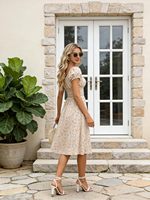Robe midi d'été pour femme, imprimé floral vintage, décontractée, manches bouffantes, taille plissée, fluide, fabriquée en Chine, idéale pour la plage, les fêtes et le jardin