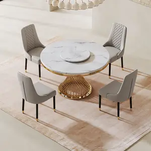 Moderne de luxe ronde ronde en marbre table à manger ensemble 8 places 6 places restaurant table salle à manger meubles