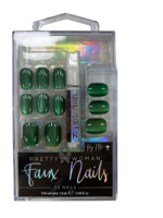 Ongles à presser de luxe en ABS, forme amande, effet œil de chat émeraude, série usine OEM ODM, marque Helios, estampage or, longueur moyenne, 24 pièces