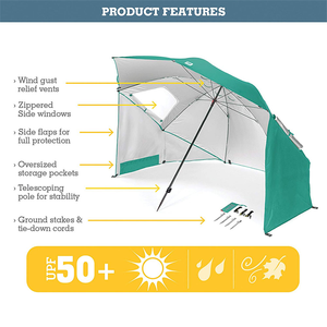 Free Sample Customize Design, Rpet Stainless Steel Pole UV Sun Protection Durable <strong>Beach</strong> Umbrellas With <strong>Blanket</strong>/ - Product Image 2
