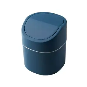 Minitanque de basura de plástico para escritorio, cubo de basura pequeño con tapa para café, lavandería, coche, cesta de papel para el hogar