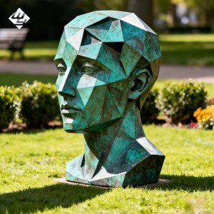 Belle sculpture en bronze de style romain auguste, buste abstrait décoratif de grande taille pour jardin extérieur - Product Image 6
