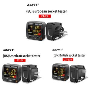 Testeur de prise numérique ZOYI haute précision, détecteur de tension intelligent, grand écran, vérificateur de prise EU US UK, ligne de terre zéro - Product Image 2
