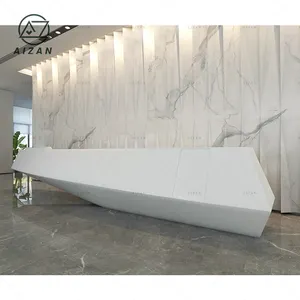 pure white front desk solid surface top reception counter hotel bank clinic office information counter