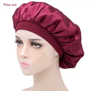 Logotipo personalizado Silk Satin Hair Bonnet Print Mulheres Sono Turbante De Seda Bonnet Hair Bonnet Para Dormir